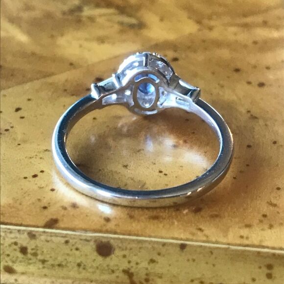 Natural Kyanite Sterling Silver Halo Ring Size 8 - Picture 4 of 8